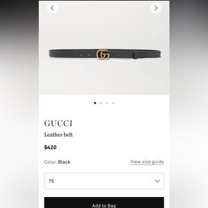 Gucci GG MARMONT THIN BELT black flat. Size 75